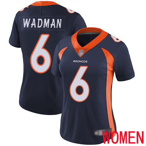 Women Denver Broncos #6 Colby Wadman Navy Blue Alternate Vapor Untouchable Limited Player Football NFL Jersey->women nfl jersey->Women Jersey